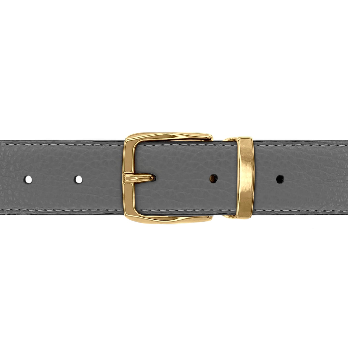 Ceinture 30 mm cuir souple gris boucle Côme or