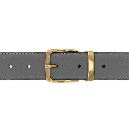 Ceinture 30 mm cuir souple gris boucle Côme or