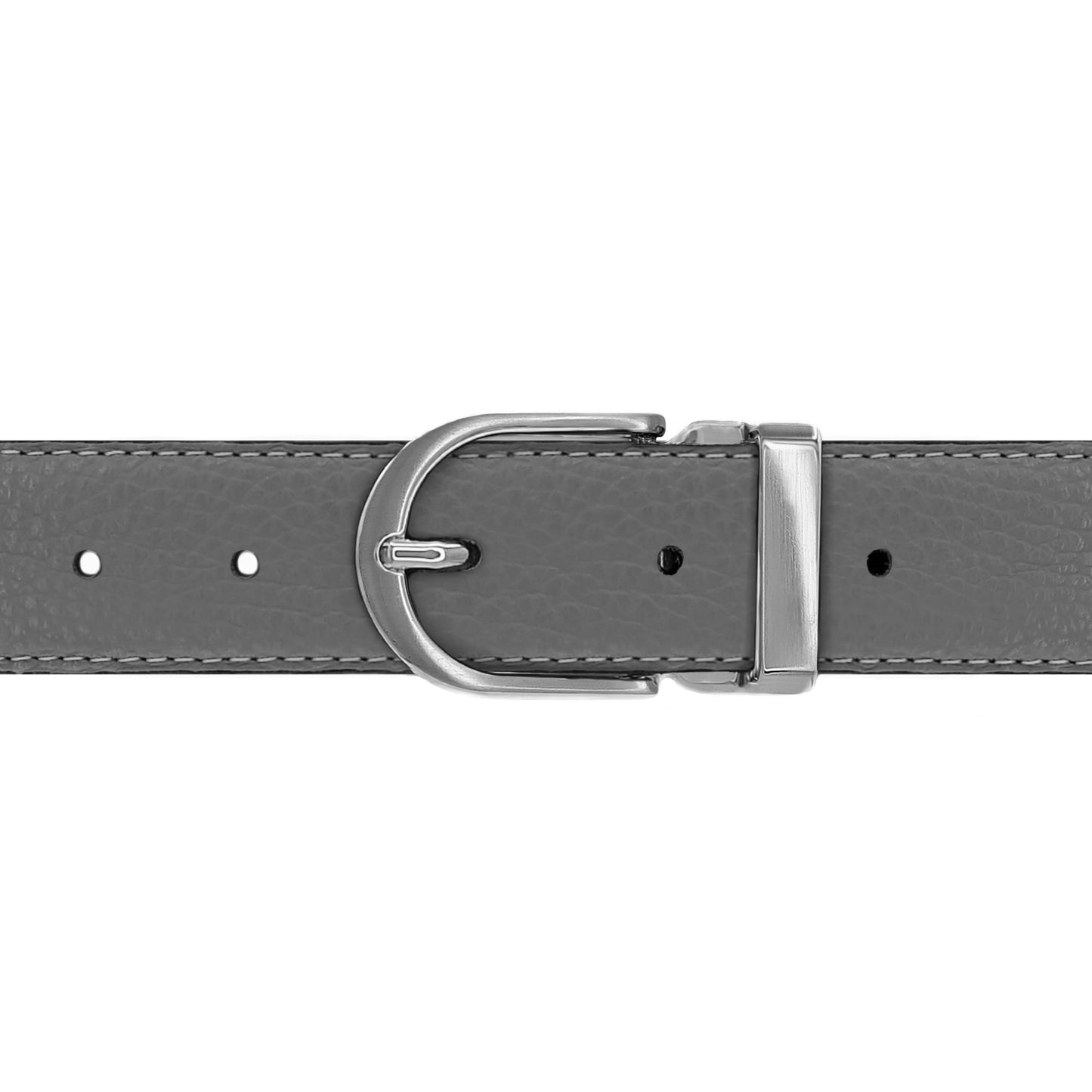 Ceinture 30 mm cuir souple gris boucle Roma mate