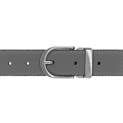 Ceinture 30 mm cuir souple gris boucle Roma mate