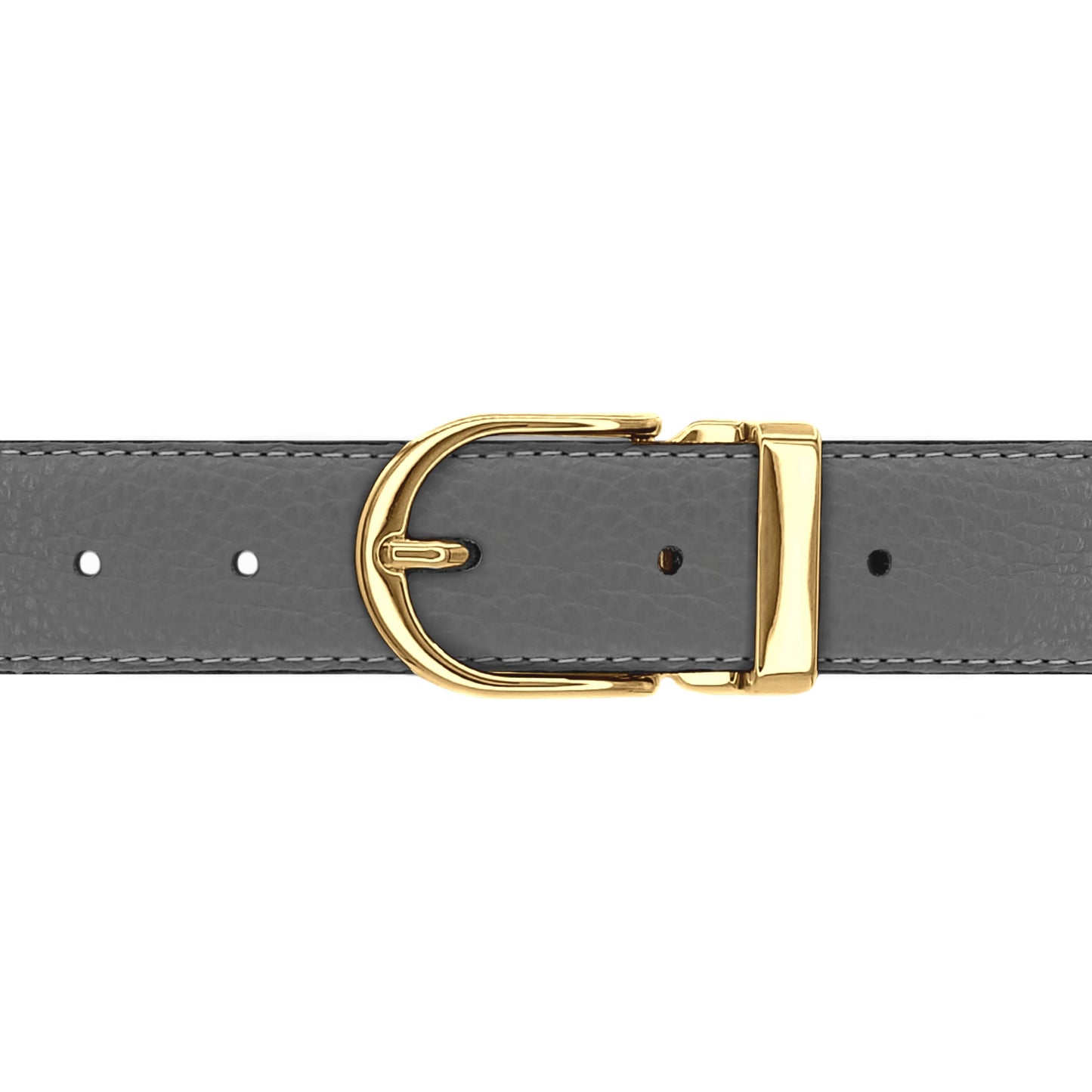 Ceinture 30 mm cuir souple gris boucle Roma or