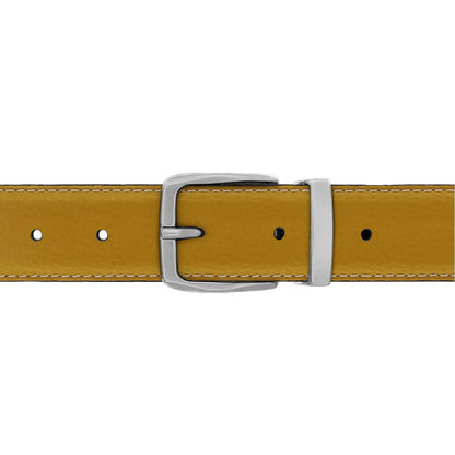 Ceinture 30 mm cuir souple jaune moutarde boucle Côme mate
