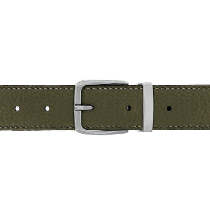 Ceinture 30 mm cuir souple kaki boucle Côme mate