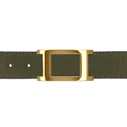 Ceinture 30 mm cuir souple kaki boucle Portofino or