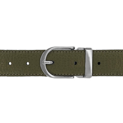 Ceinture 30 mm cuir souple kaki boucle Roma mate