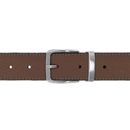 Ceinture 30 mm cuir souple marron boucle Côme argent