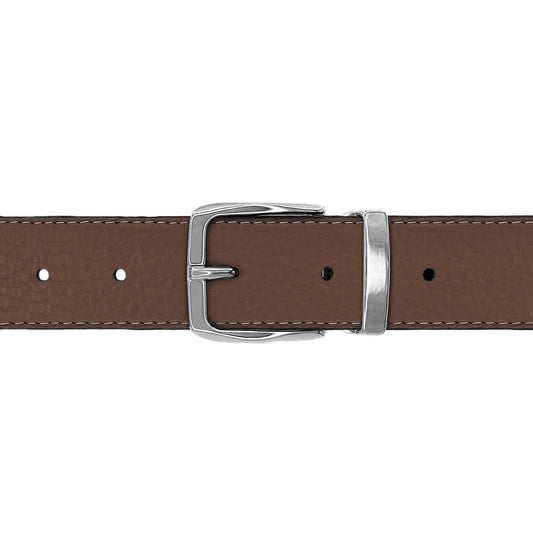 Ceinture 30 mm cuir souple marron boucle Côme argent