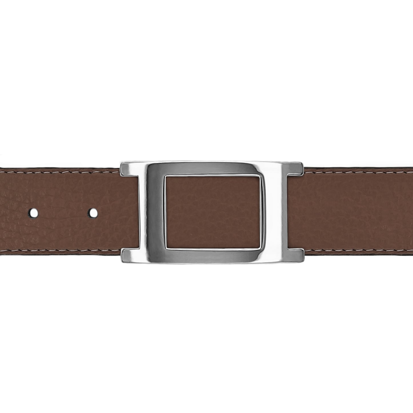 Ceinture 30 mm cuir souple marron boucle Portofino argent