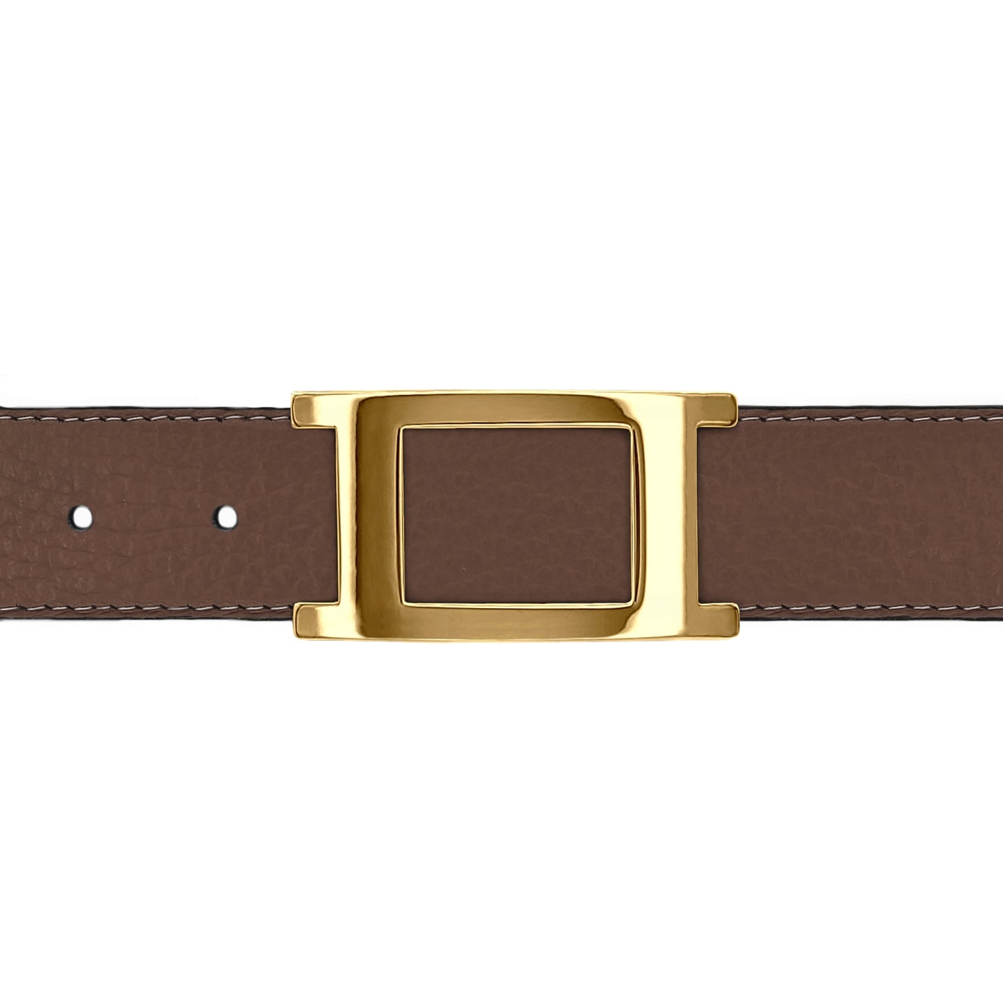 Ceinture 30 mm cuir souple marron boucle Portofino or