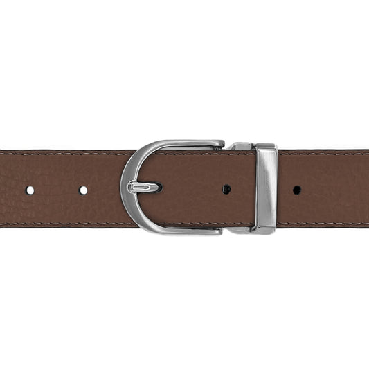 Ceinture 30 mm cuir souple marron boucle Roma mate