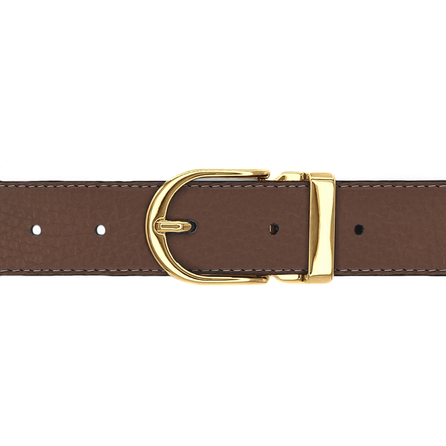 Ceinture 30 mm cuir souple marron boucle Roma or