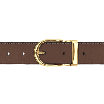 Ceinture 30 mm cuir souple marron boucle Roma or