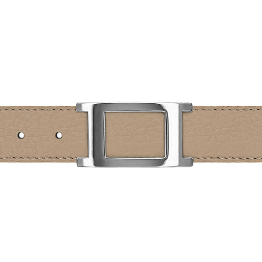 Ceinture 30 mm cuir souple nude boucle Portofino argent