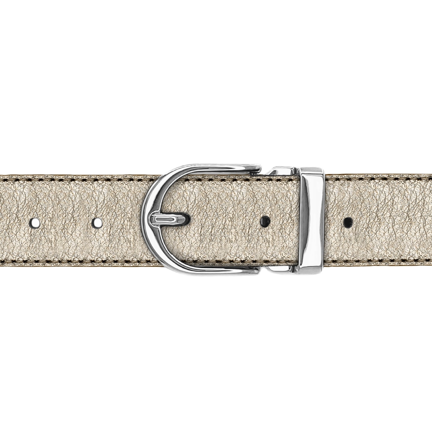 Ceinture 30 mm cuir souple or boucle Roma argent