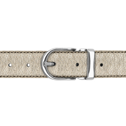 Ceinture 30 mm cuir souple or boucle Roma argent