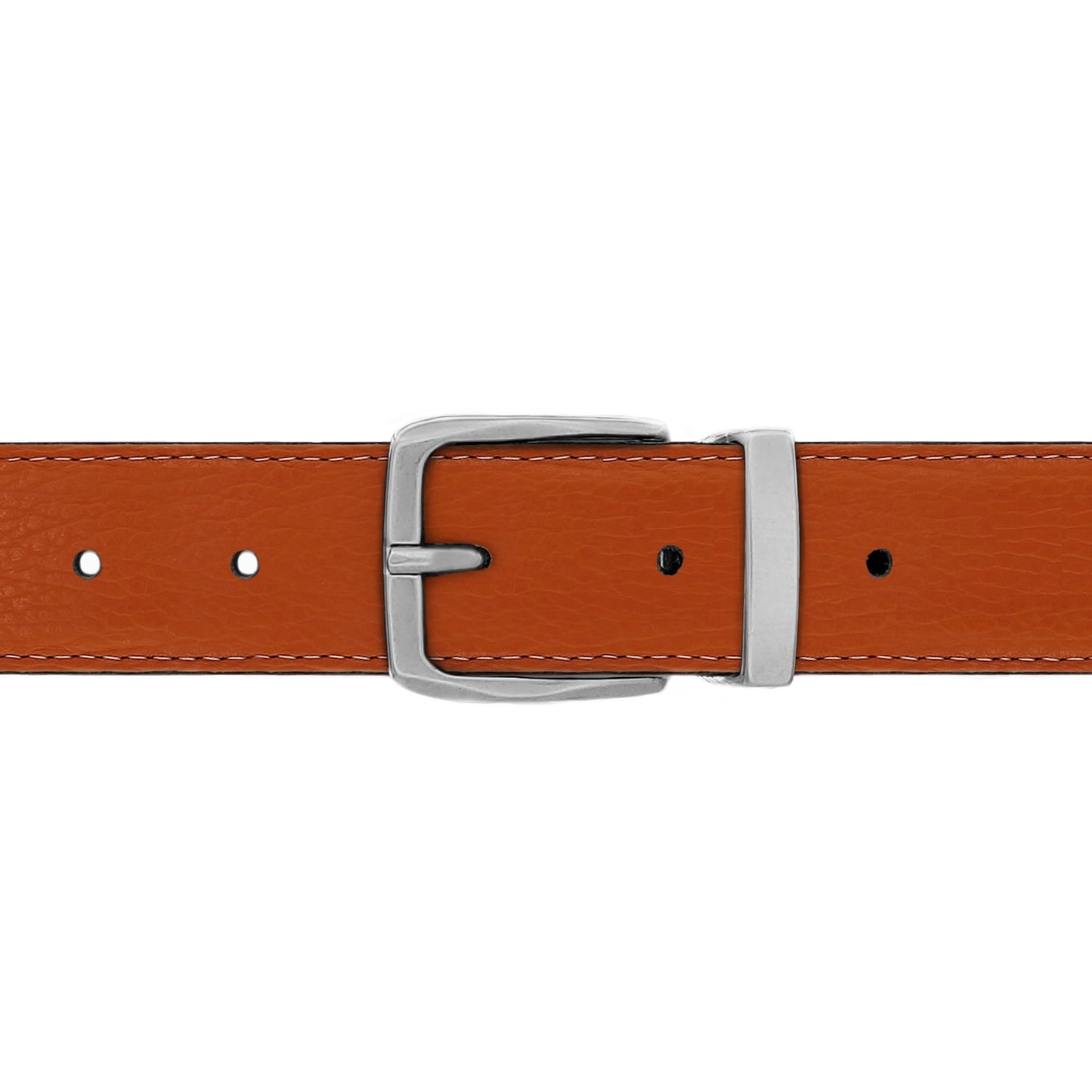 Ceinture 30 mm cuir souple orange boucle Côme mate