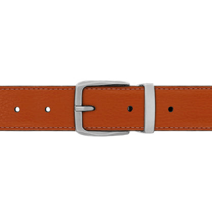 Ceinture 30 mm cuir souple orange boucle Côme mate