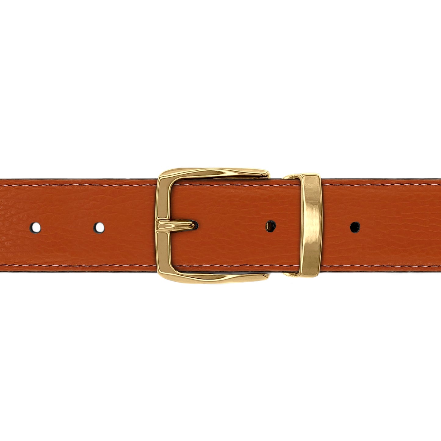 Ceinture 30 mm cuir souple orange boucle Côme or