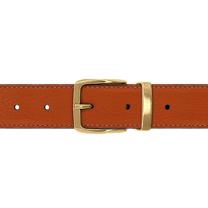 Ceinture 30 mm cuir souple orange boucle Côme or