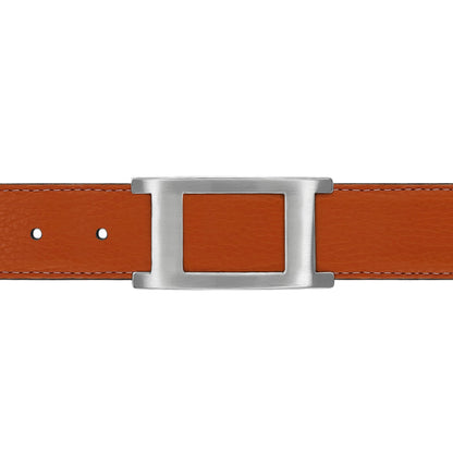 Ceinture 30 mm cuir souple orange boucle Portofino mate