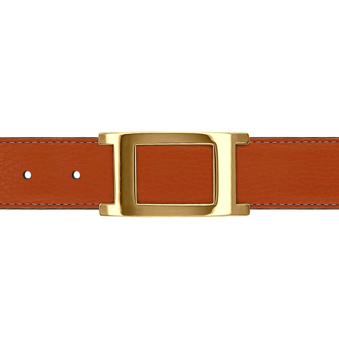Ceinture 30 mm cuir souple orange boucle Portofino or