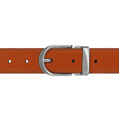Ceinture 30 mm cuir souple orange boucle Roma mate
