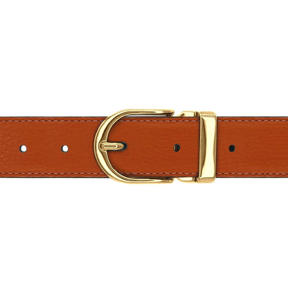Ceinture 30 mm cuir souple orange boucle Roma or