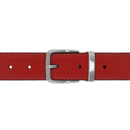 Ceinture 30 mm cuir souple rouge boucle Côme argent
