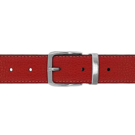 Ceinture 30 mm cuir souple rouge boucle Côme argent