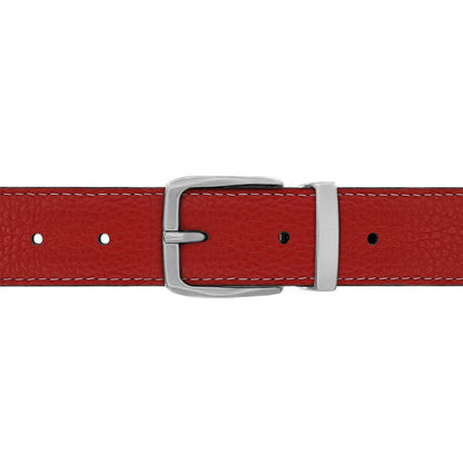 Ceinture 30 mm cuir souple rouge boucle Côme mate