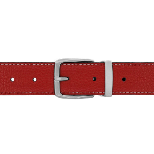 Ceinture 30 mm cuir souple rouge boucle Côme mate