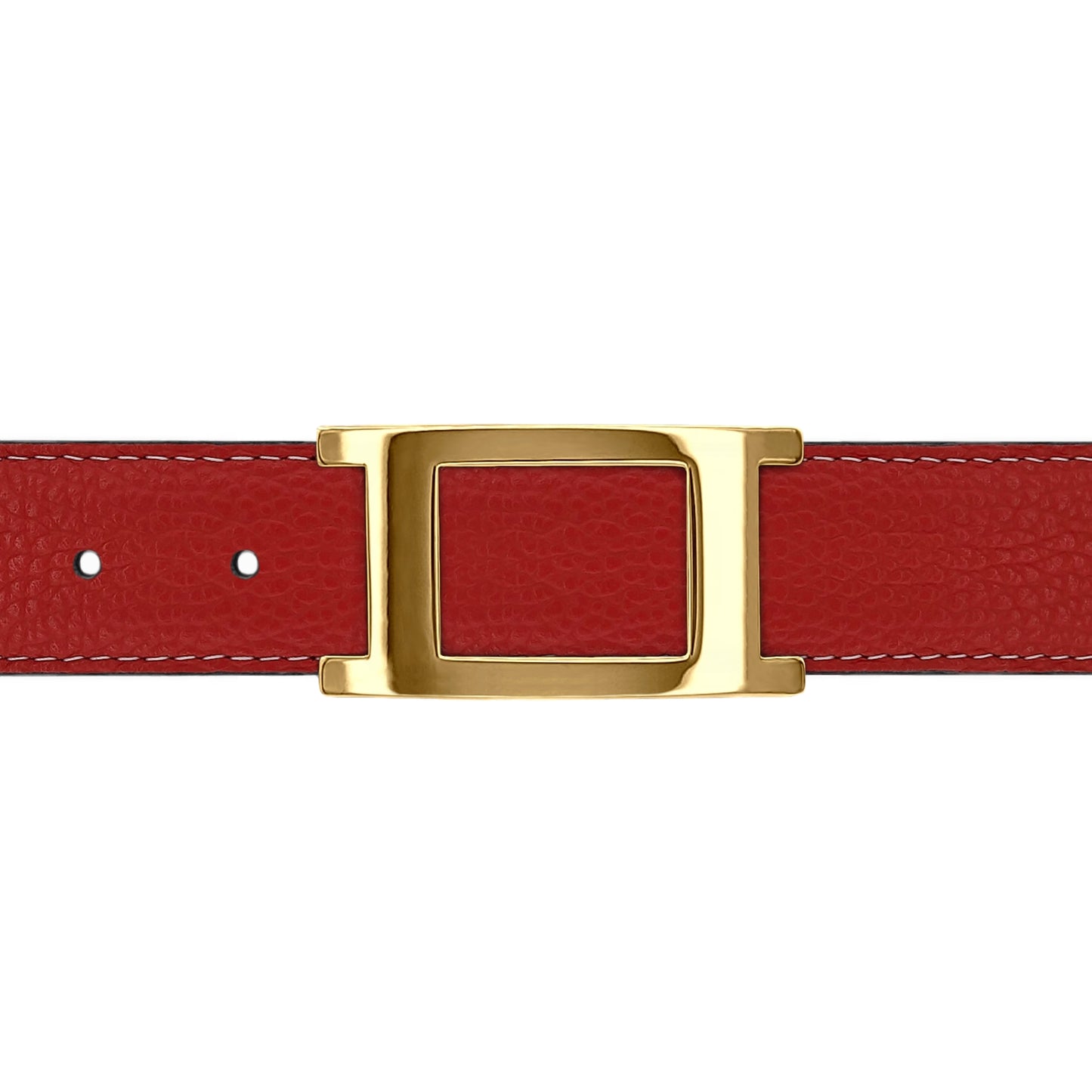 Ceinture 30 mm cuir souple rouge boucle Portofino or