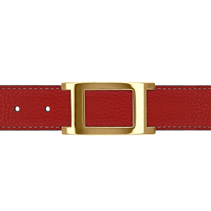 Ceinture 30 mm cuir souple rouge boucle Portofino or