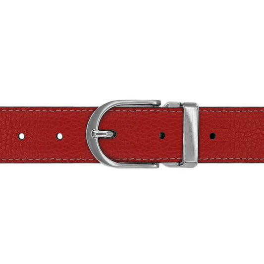 Ceinture 30 mm cuir souple rouge boucle Roma mate