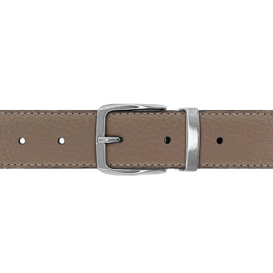 Ceinture 30 mm cuir souple taupe boucle Côme argent