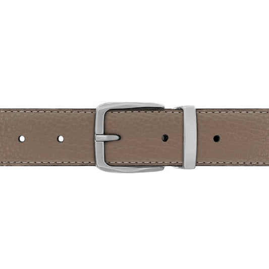 Ceinture 30 mm cuir souple taupe boucle Côme mate
