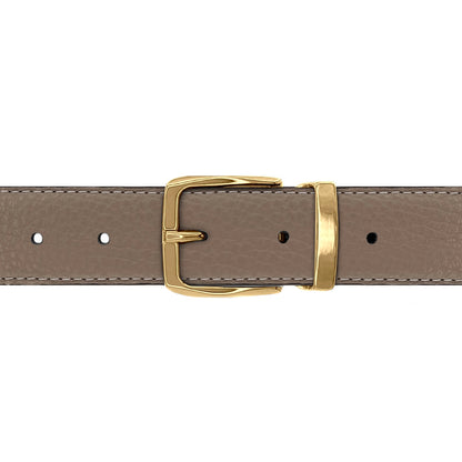 Ceinture 30 mm cuir souple taupe boucle Côme or