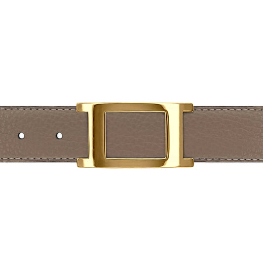 Ceinture 30 mm cuir souple taupe boucle Portofino or