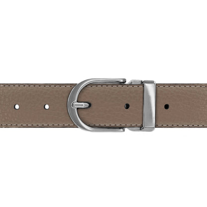 Ceinture 30 mm cuir souple taupe boucle Roma mate