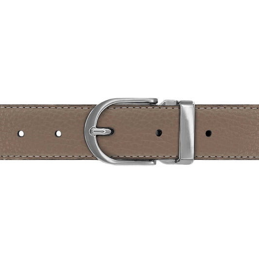 Ceinture 30 mm cuir souple taupe boucle Roma mate