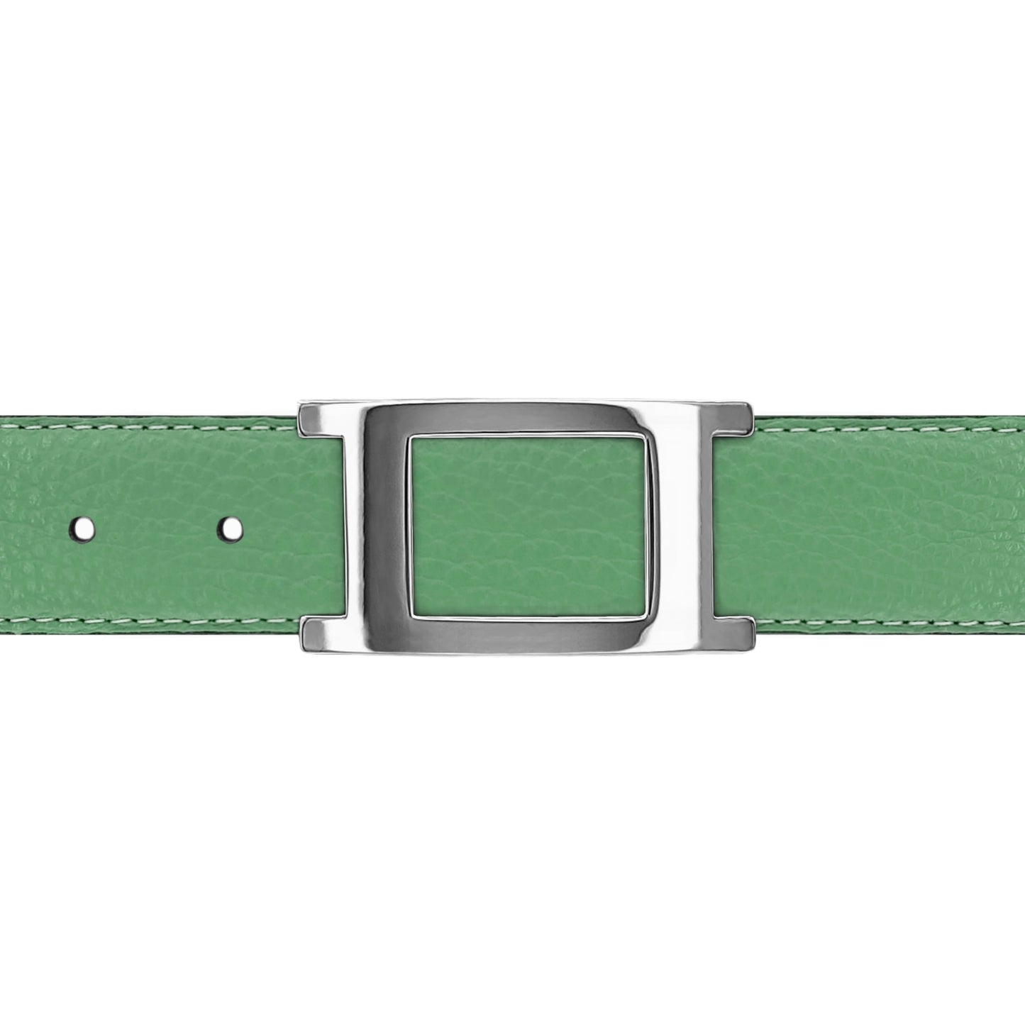 Ceinture 30 mm cuir souple vert d'eau boucle Portofino argent