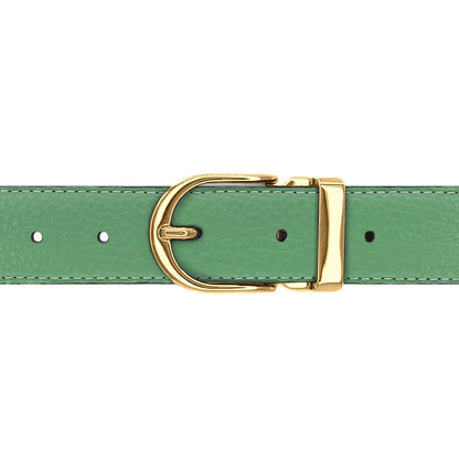 Ceinture 30 mm cuir souple vert d'eau boucle Roma or