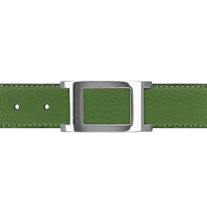 Ceinture 30 mm cuir souple vert olive boucle Portofino argent