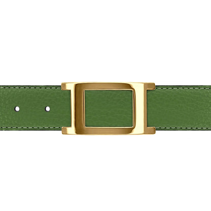 Ceinture 30 mm cuir souple vert olive boucle Portofino or