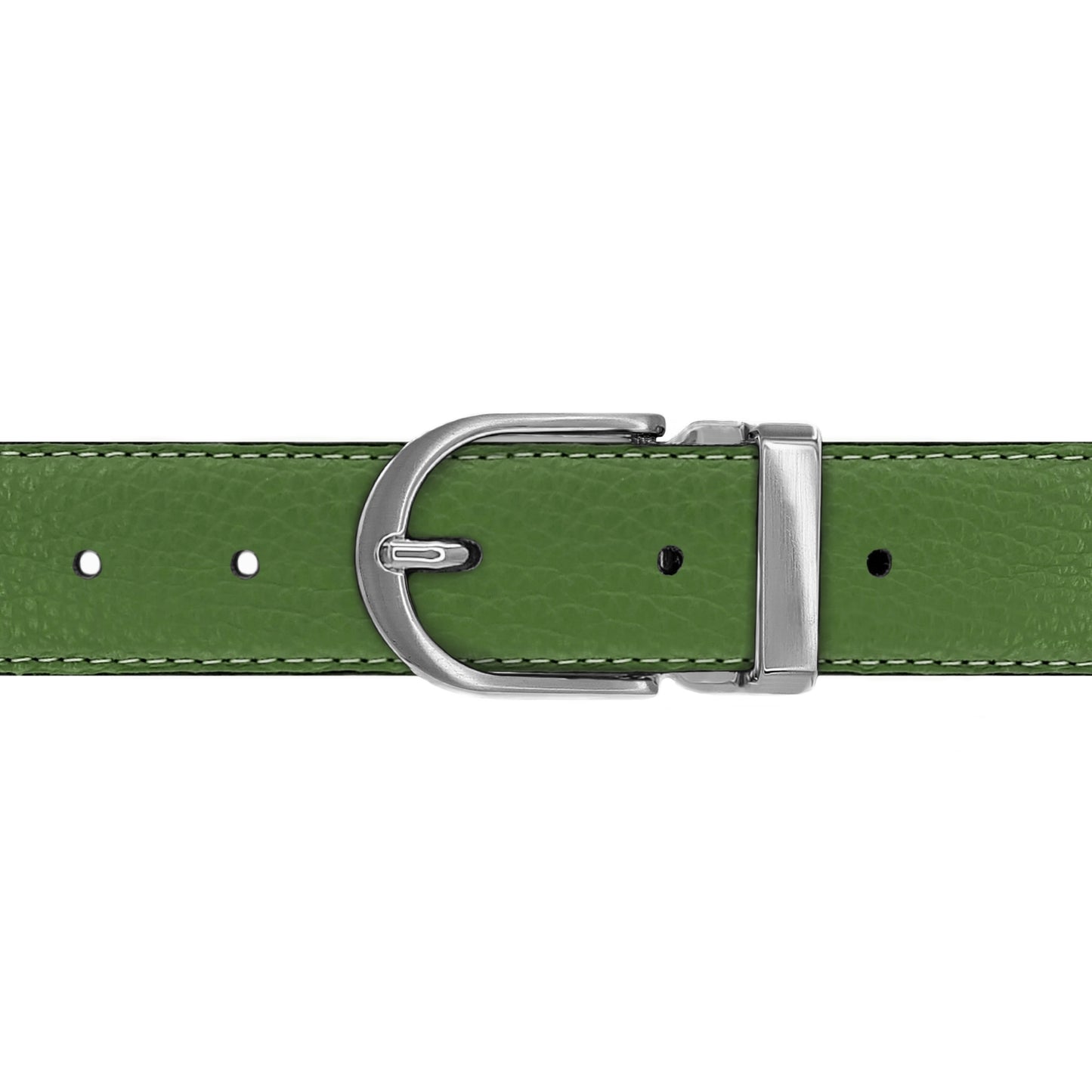 Ceinture 30 mm cuir souple vert olive boucle Roma mate