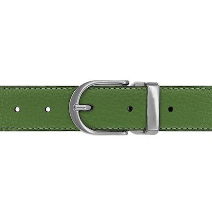 Ceinture 30 mm cuir souple vert olive boucle Roma mate
