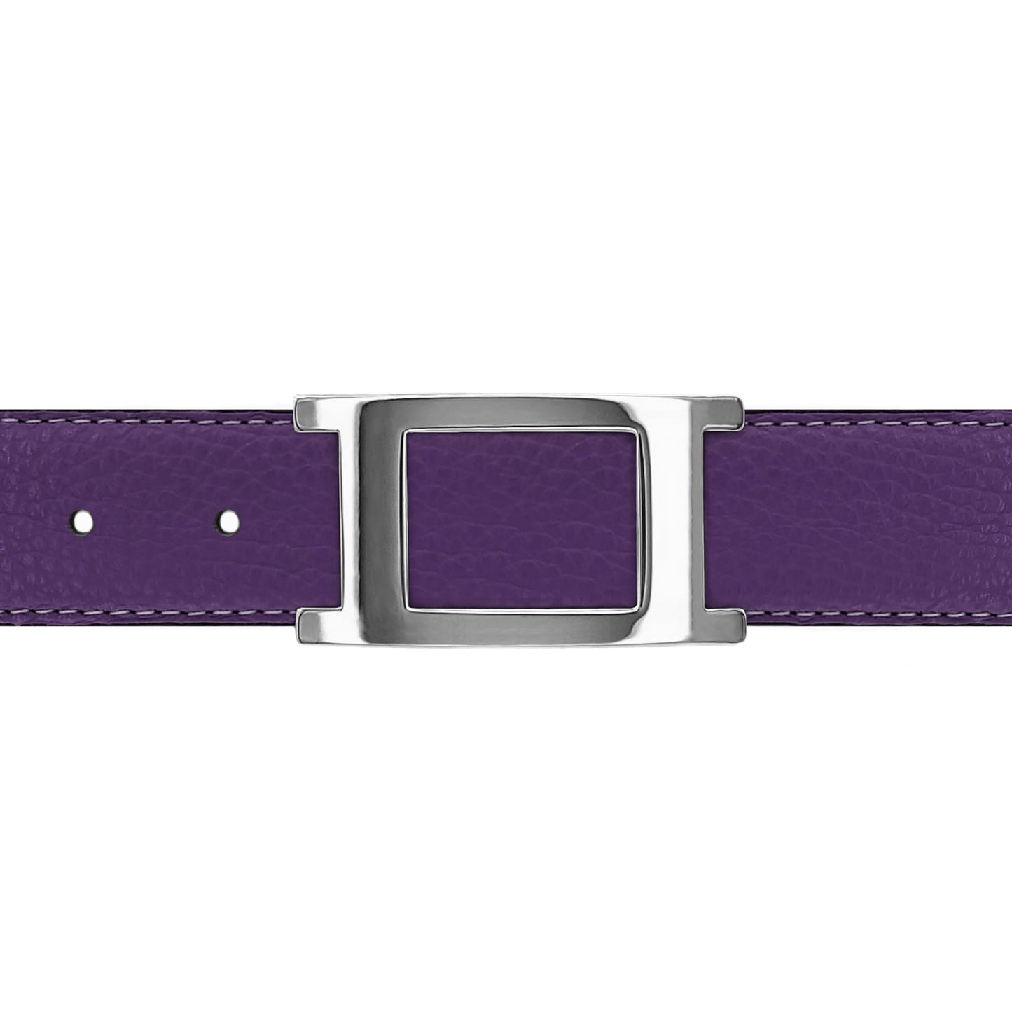 Ceinture 30 mm cuir souple violet boucle Portofino argent