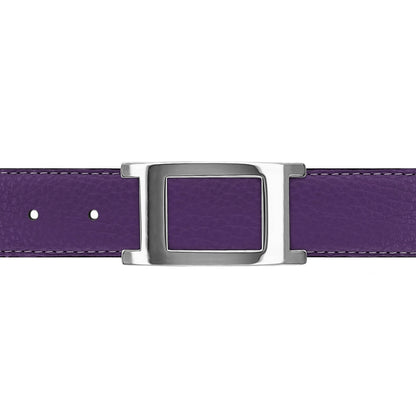 Ceinture 30 mm cuir souple violet boucle Portofino argent