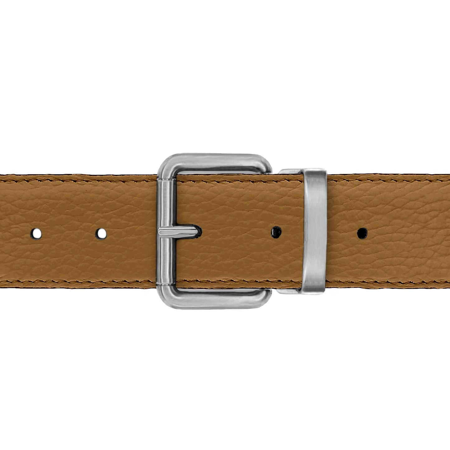 Ceinture 35 mm cuir souple cognac boucle Paris mate