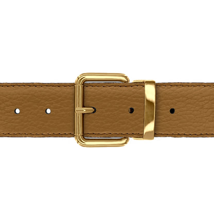 Ceinture 35 mm cuir souple cognac boucle Paris or